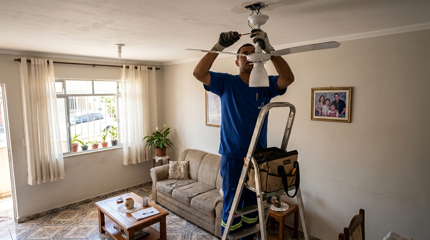 Instalacao de ventilador de teto residencial em Natal‑RN